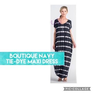 Boutique Navy Tie Dye Maxi Dress